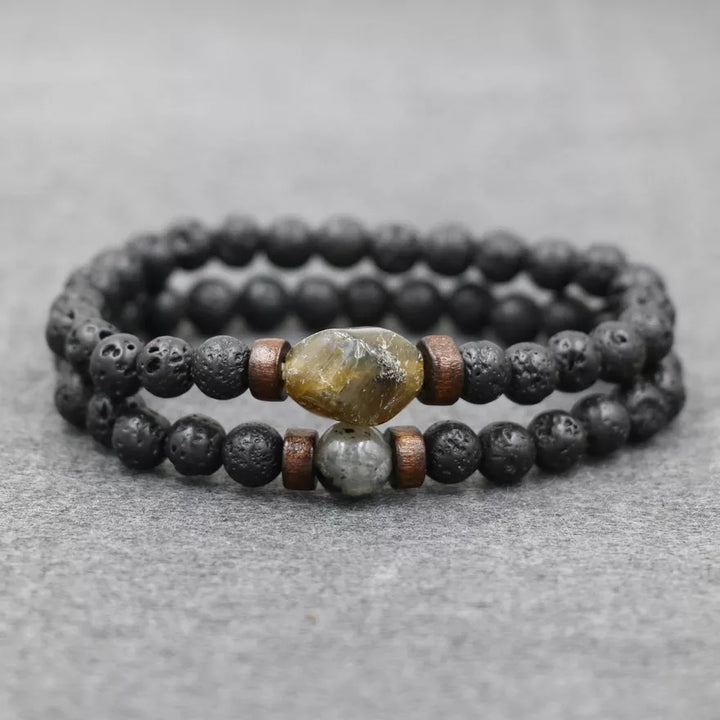 Trend Men's Bracelet Lava Stone Labradorite Moonstone Beads Bracelet Chakra Yoga Wood Bead Bracelet For Men Jewelry Bileklik - Too-Eazy