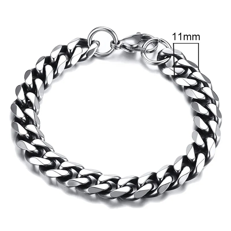 Vnox 3-11mm Chunky Miami Curb Chain Bracelet for Men, Stainless Steel Cuban Link Chain Wristband Classic Punk Heavy Male Jewelry - Too-Eazy