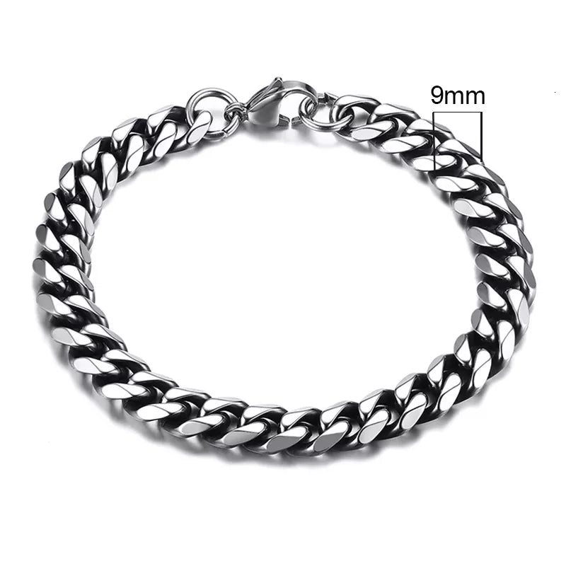 Vnox 3-11mm Chunky Miami Curb Chain Bracelet for Men, Stainless Steel Cuban Link Chain Wristband Classic Punk Heavy Male Jewelry - Too-Eazy