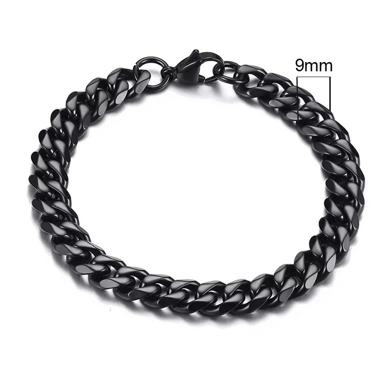 Vnox 3-11mm Chunky Miami Curb Chain Bracelet for Men, Stainless Steel Cuban Link Chain Wristband Classic Punk Heavy Male Jewelry - Too-Eazy