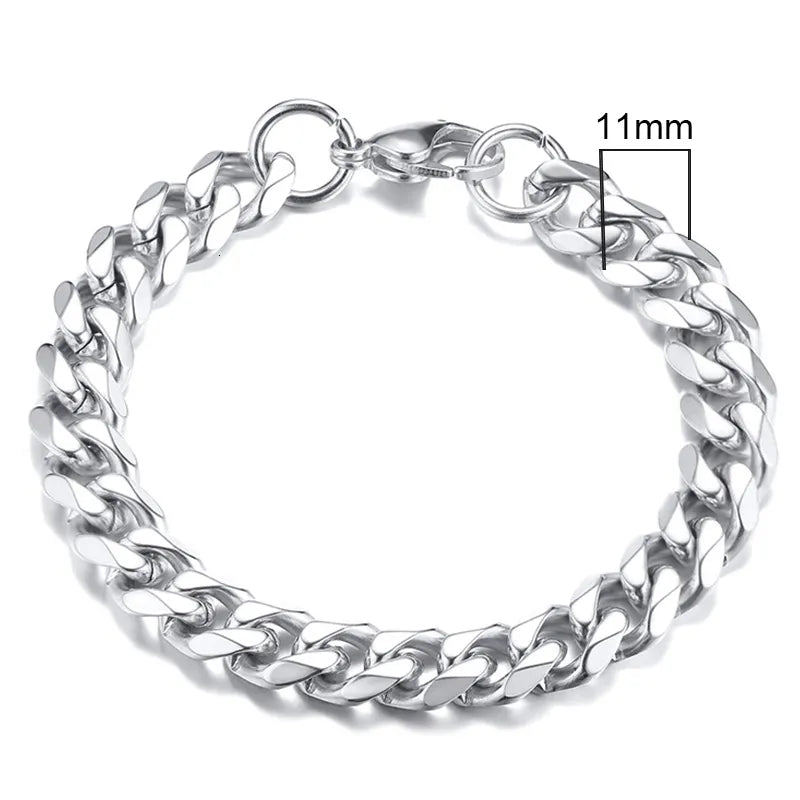 Vnox 3-11mm Chunky Miami Curb Chain Bracelet for Men, Stainless Steel Cuban Link Chain Wristband Classic Punk Heavy Male Jewelry - Too-Eazy