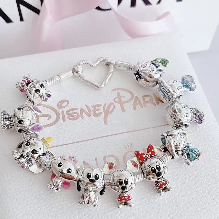 Pop Mart Disney Sterling Silver 925 Mickey Mouse Minnie Series Bead Charm Fit Pandora Plata De Ley 925 Bracelet DIY Jewelry Gift