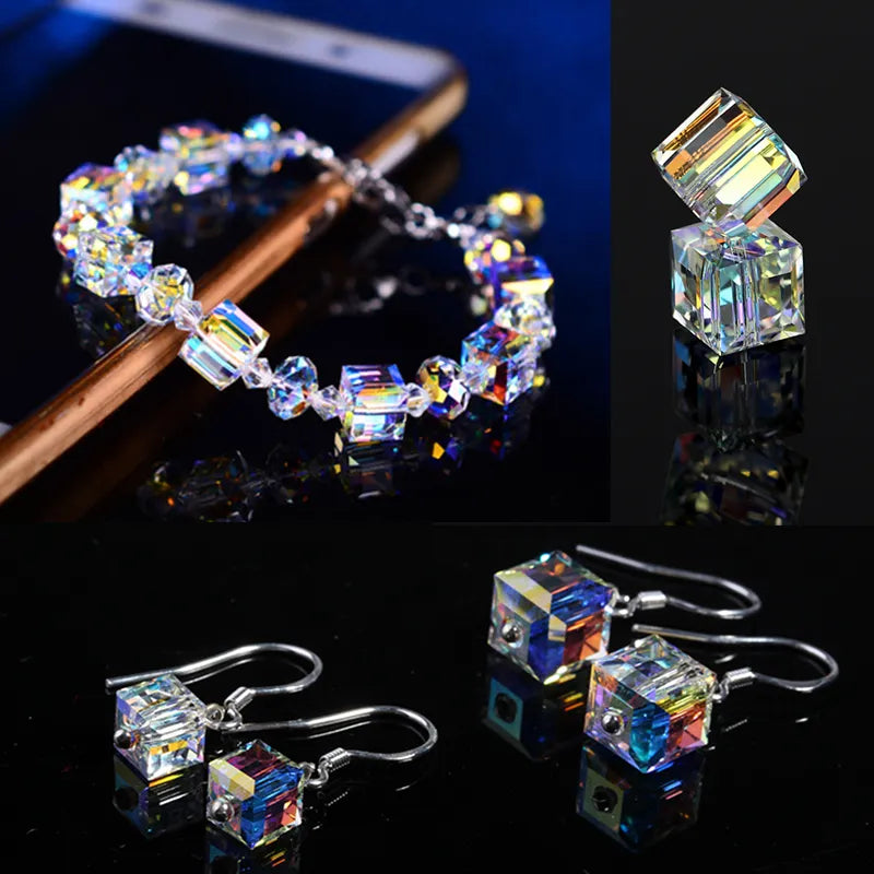 50/100PCS 4/6/8mm Crystal Beads AB Colorful Cube Austria Beads for Jewelry Making Glass Beads DIY Bracelet Earrings Necklace