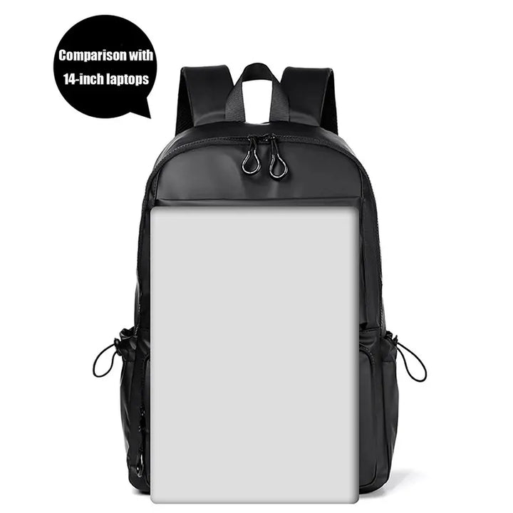 A 14 Inch Men's Backpack Large Capacity Travel Leisure Solid Color Pu Computer Backpack Fashion Men And Women Students Schoolbag - Too-Eazy