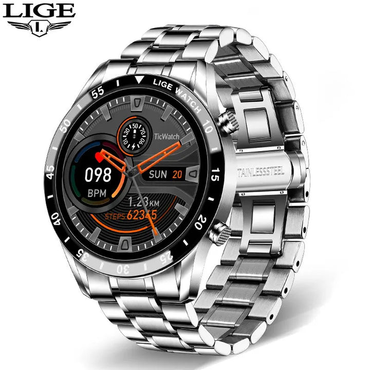 LIGE 2024 Smart Watch Men Full Circle Touch Screen Bluetooth Call Men Smartwatch Waterproof Sport Activity Fitness Watch+Box - Too-Eazy