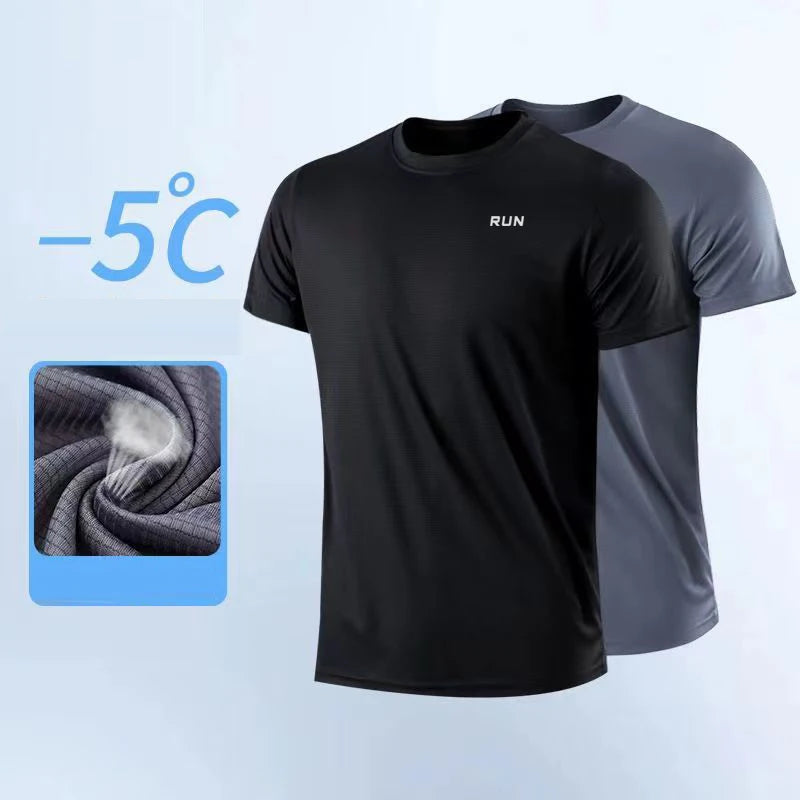 Men's Quick Dry Short Sleeve Gym Running Moisture Wicking Round Neck T-Shirt Training Exercise Gym Sport Shirt Tops Lightweight