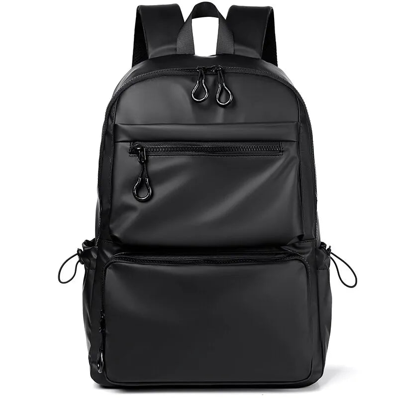 A 14 Inch Men's Backpack Large Capacity Travel Leisure Solid Color Pu Computer Backpack Fashion Men And Women Students Schoolbag - Too-Eazy