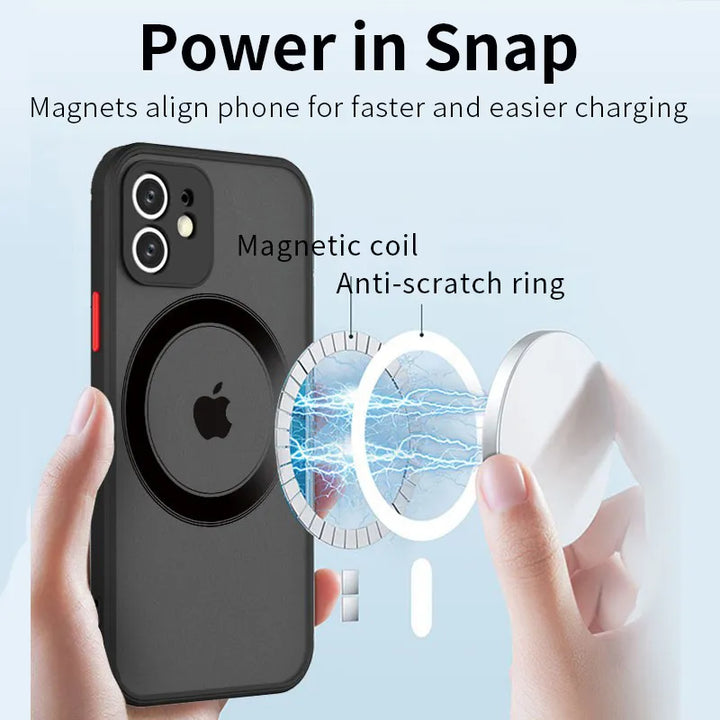 Luxury Matte Magnetic For Magsafe Wireless Charge Case For iPhone 15 14 13 11 12 Pro Max Mini Plus XS Max XR X Armor Cover funda