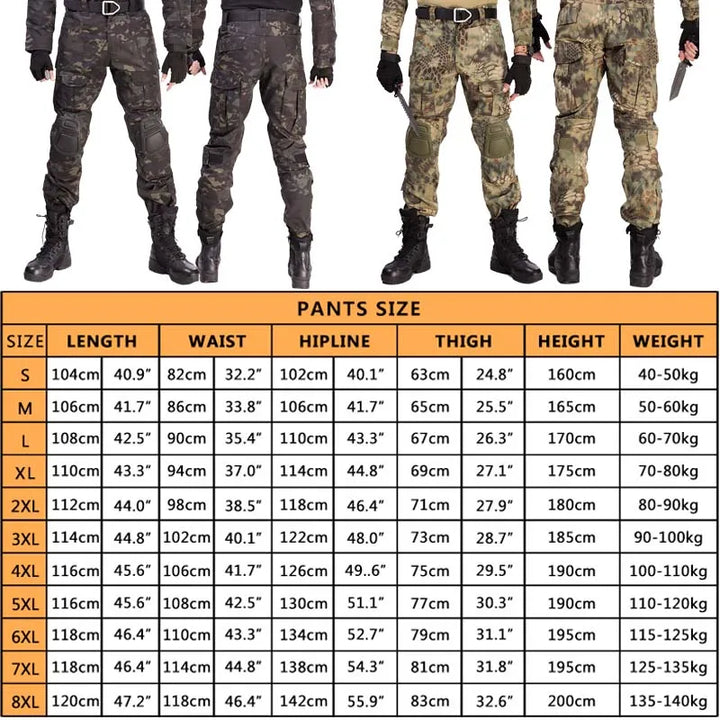 Multicam Camouflage Military Tactical Pants Army Wear-resistant Hiking Pant Paintball Combat Pant With Knee Pads Hunting Clothes