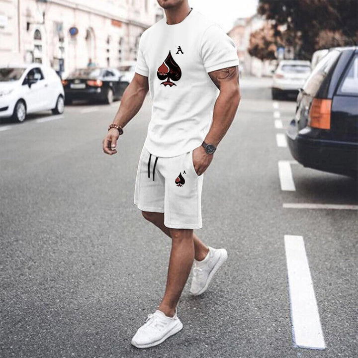 Y2K Men's Sets T Shirt And Shorts Fashion Digital Letter K Printing Tow-Piece Summer Daily Casual Clothes Street Wear For Men