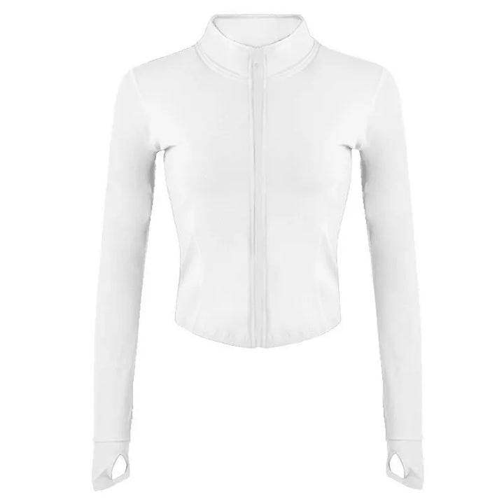 Women's Tracksuit Jacket Slim Fit Long Sleeved Fitness Coat Yoga Crop Tops With Thumb Holes Gym Jacket Workout Sweatshirts - Too-Eazy