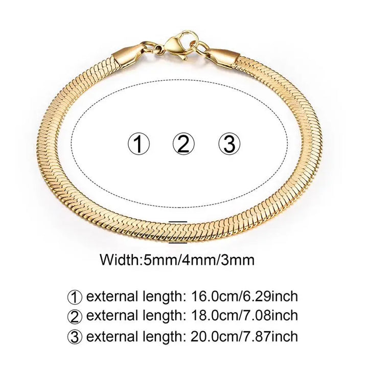 3/4/5MM Stainless Steel Snake Chain Bracelet For Women Men Classic Gold Color Charm Bracelets Jewellery Wholesale Dropshipping