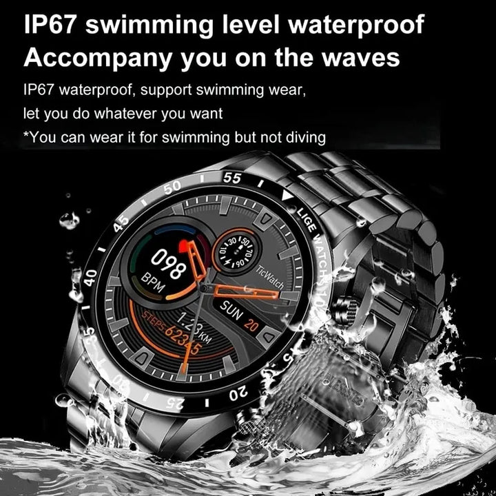 LIGE 2024 Smart Watch Men Full Circle Touch Screen Bluetooth Call Men Smartwatch Waterproof Sport Activity Fitness Watch+Box - Too-Eazy