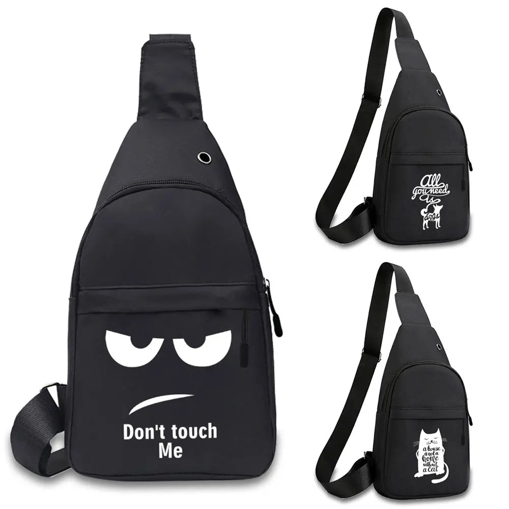 Man Chest Bag Phone Pocket Cross Body Neck Side Shoulder Fanny Pack Fashion Small Handbag Anime Print Outdoor Crossbody Gym Bags - Too-Eazy