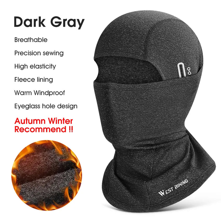 WEST BIKING Winter Warm Balaclava Hat Breathable Cycling Cap Outdoor Sport Full Face Cover Scarf Motorcycle Bike Helmet Liner - Too-Eazy