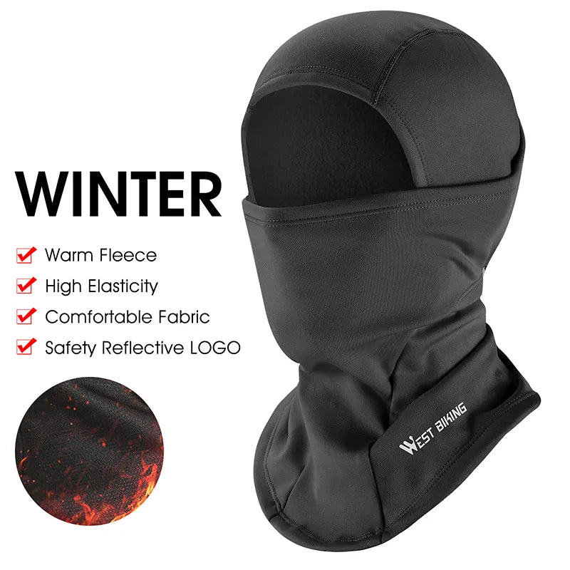 WEST BIKING Winter Warm Balaclava Hat Breathable Cycling Cap Outdoor Sport Full Face Cover Scarf Motorcycle Bike Helmet Liner - Too-Eazy