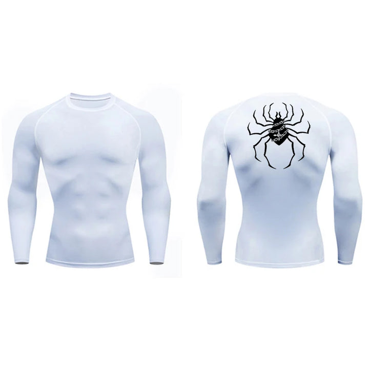 Spider Print Compression Shirts for Men Gym Workout Fitness Undershirts Short Sleeve Quick Dry Athletic T-Shirt Tops Sportswear