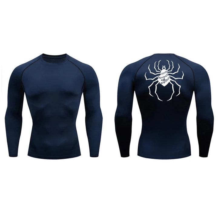 Spider Print Compression Shirts for Men Gym Workout Fitness Undershirts Short Sleeve Quick Dry Athletic T-Shirt Tops Sportswear