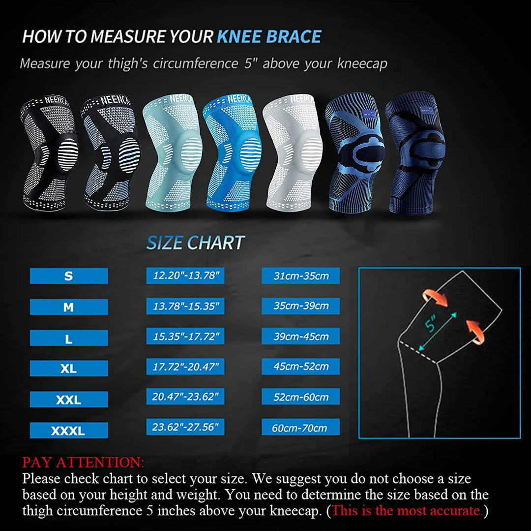 NEENCA Knee Brace Support with Side Stabilizers Patella Gel Knee Compression Sleeve for Knee Pain Meniscus Tear Injury Recovery