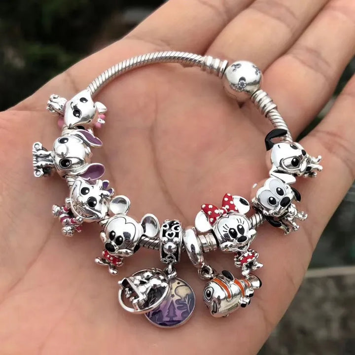 Pop Mart Disney Sterling Silver 925 Mickey Mouse Minnie Series Bead Charm Fit Pandora Plata De Ley 925 Bracelet DIY Jewelry Gift