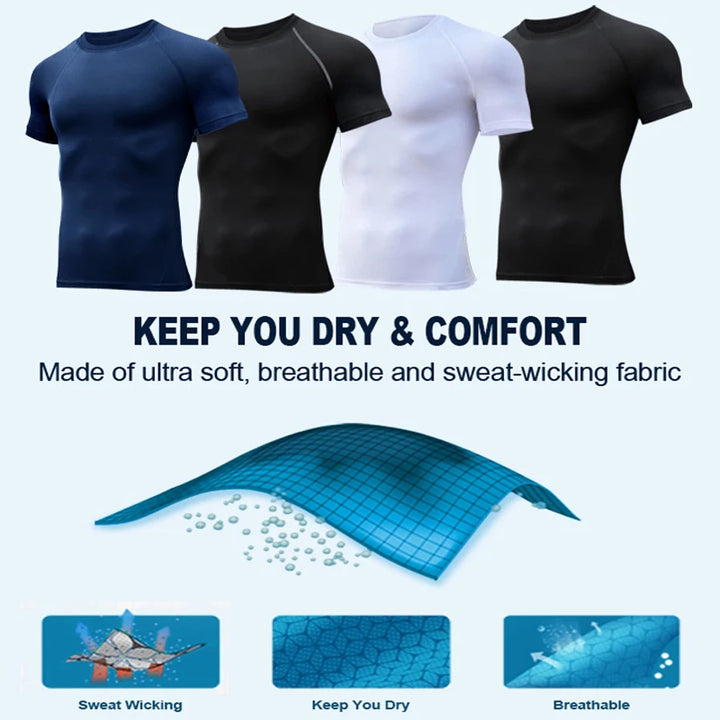 Spider Print Compression Shirts for Men Gym Workout Fitness Undershirts Short Sleeve Quick Dry Athletic T-Shirt Tops Sportswear