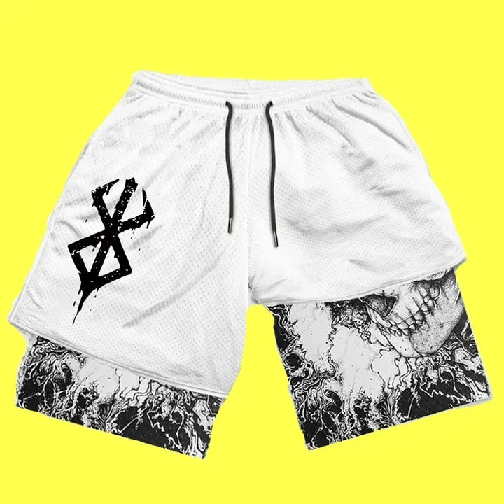 Y2K Summer Men Streetwear Anime High Waist Oversize Breathable Gym Short Pants Training Fitness Workout Track Shorts Clothes