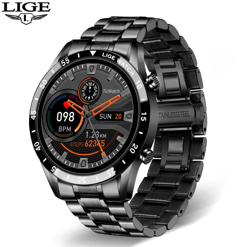 LIGE 2024 Smart Watch Men Full Circle Touch Screen Bluetooth Call Men Smartwatch Waterproof Sport Activity Fitness Watch+Box - Too-Eazy