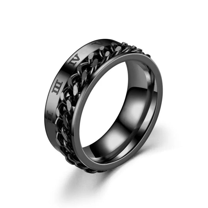 Titanium Steel Rotatable Chain Couple Ring Anxiety Multifunctional Jewelry Fashion 8mm Fidget Spinner Rings Power Sense Gifts