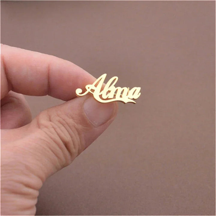 Custom Name Brooch for Women Men Personalized Stainless Steel Customized Logo Pins Nameplate Brooch Women Wedding Jewellery Gift