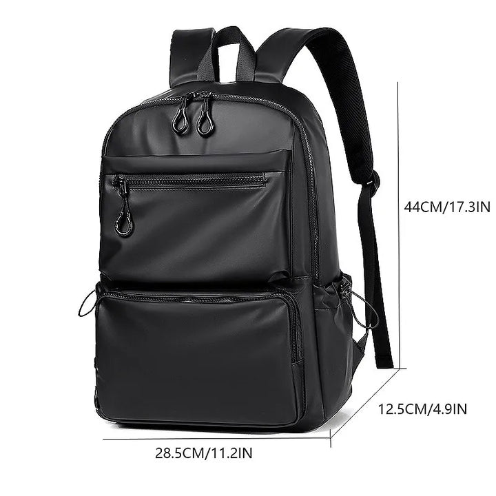 A 14 Inch Men's Backpack Large Capacity Travel Leisure Solid Color Pu Computer Backpack Fashion Men And Women Students Schoolbag - Too-Eazy