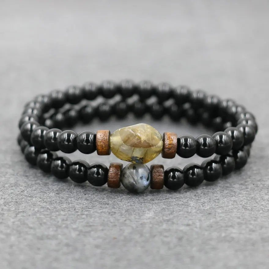 Trend Men's Bracelet Lava Stone Labradorite Moonstone Beads Bracelet Chakra Yoga Wood Bead Bracelet For Men Jewelry Bileklik - Too-Eazy