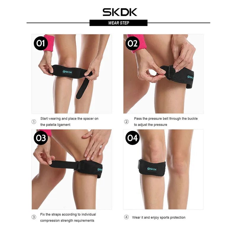 SKDK 1PC Patella Kneecap Band Adjustable Silica Gel Knee Tendon Strap Protector Knee Pad Running Sports Cycling Gym Knee Support - Too-Eazy