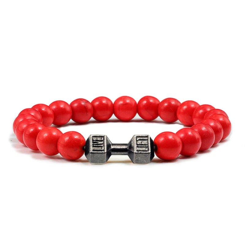 Gym Dumbbells Beads Bracelet Natural Stone Barbell Energy Weights Bracelets for Women Men Couple Pulsera Wristband Jewelry Gift - Too-Eazy