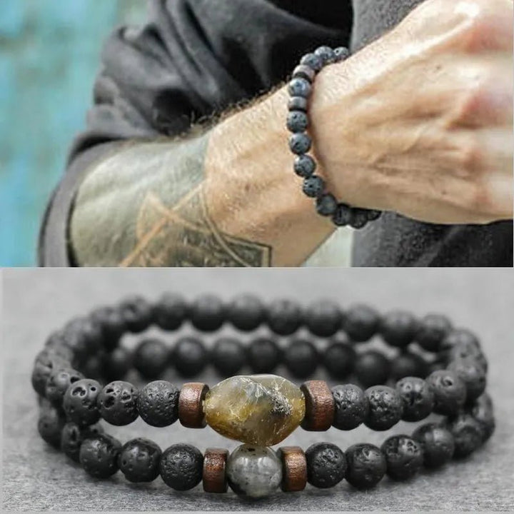 Trend Men's Bracelet Lava Stone Labradorite Moonstone Beads Bracelet Chakra Yoga Wood Bead Bracelet For Men Jewelry Bileklik - Too-Eazy