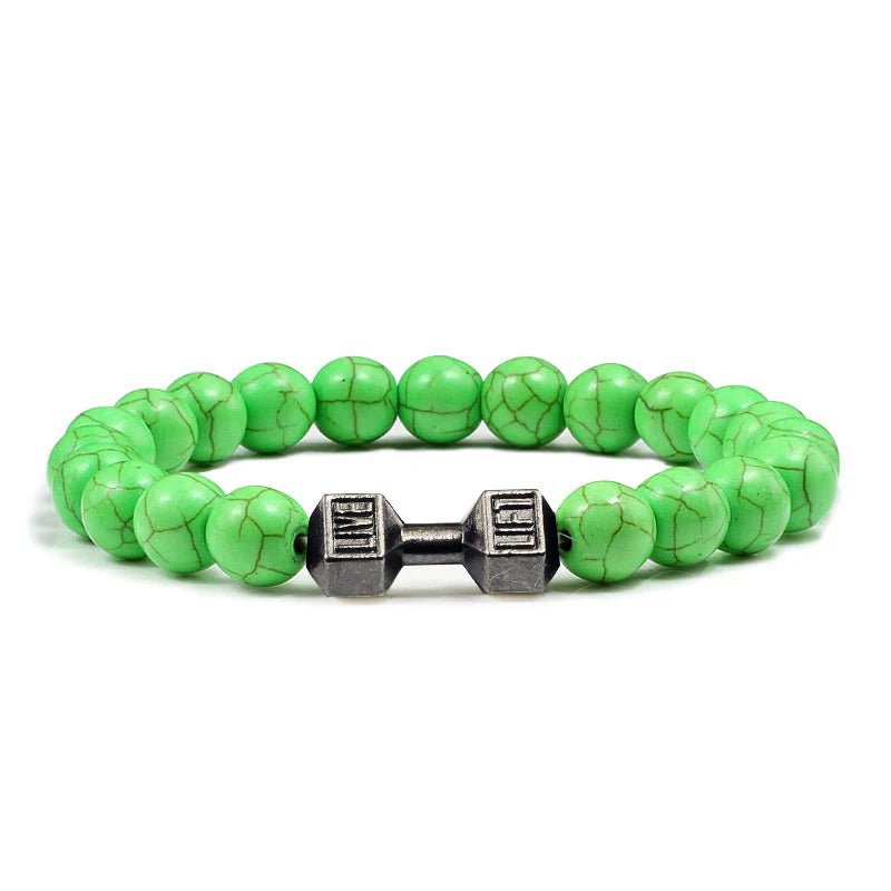 Gym Dumbbells Beads Bracelet Natural Stone Barbell Energy Weights Bracelets for Women Men Couple Pulsera Wristband Jewelry Gift - Too-Eazy