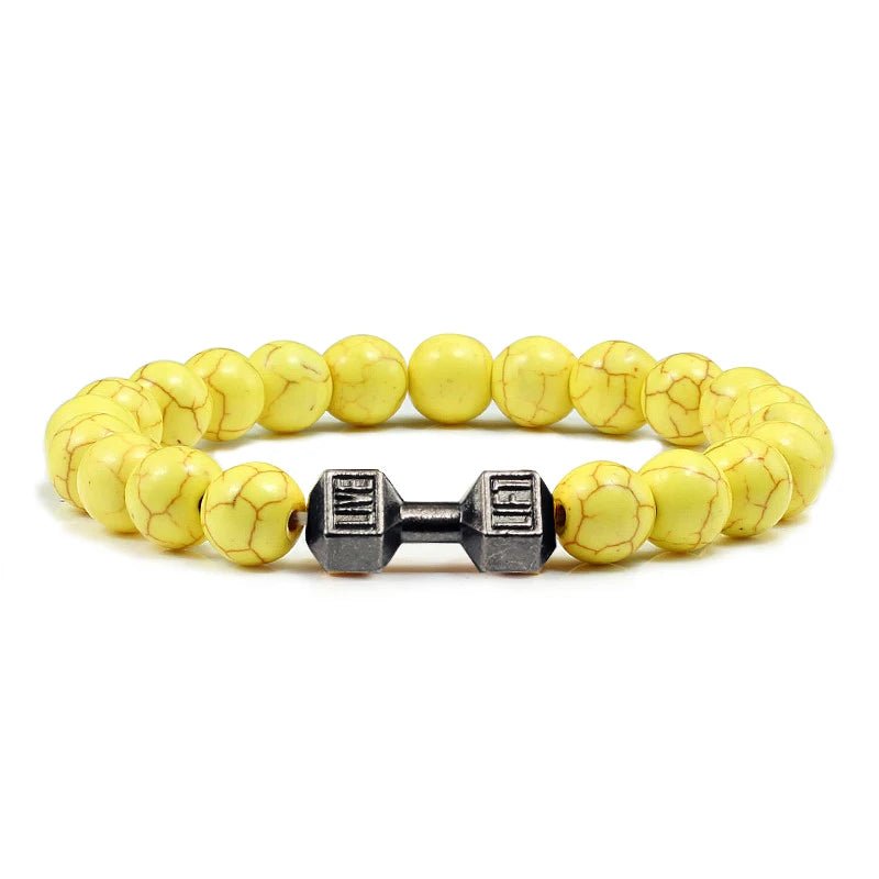 Gym Dumbbells Beads Bracelet Natural Stone Barbell Energy Weights Bracelets for Women Men Couple Pulsera Wristband Jewelry Gift - Too-Eazy