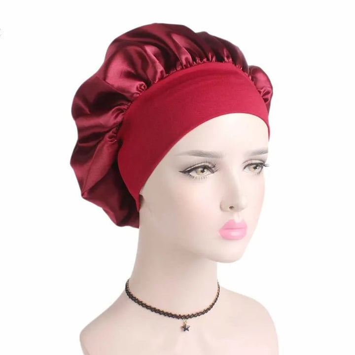 Unisex Head Wrap Elastic Band Cap For Brimmed Night Hat Bath Cap Extra Large Satin Silky Bonnet Sleep with Premium Elastic Band - Too-Eazy