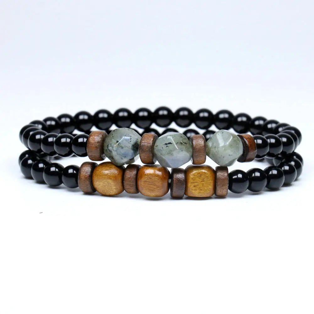 Trend Men's Bracelet Lava Stone Labradorite Moonstone Beads Bracelet Chakra Yoga Wood Bead Bracelet For Men Jewelry Bileklik - Too-Eazy