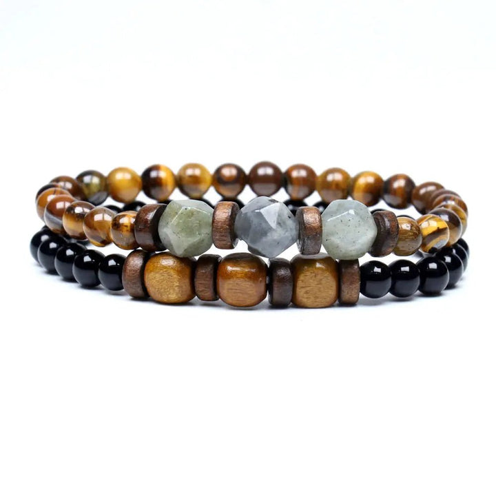 Trend Men's Bracelet Lava Stone Labradorite Moonstone Beads Bracelet Chakra Yoga Wood Bead Bracelet For Men Jewelry Bileklik - Too-Eazy