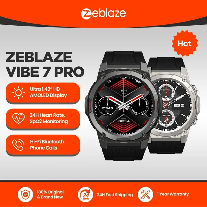 Zeblaze VIBE 7 PRO Voice Calling Smart Watch 1.43 Inch AMOLED Display Hi Fi Phone Calls Military Grade Toughness Watch - Too-Eazy