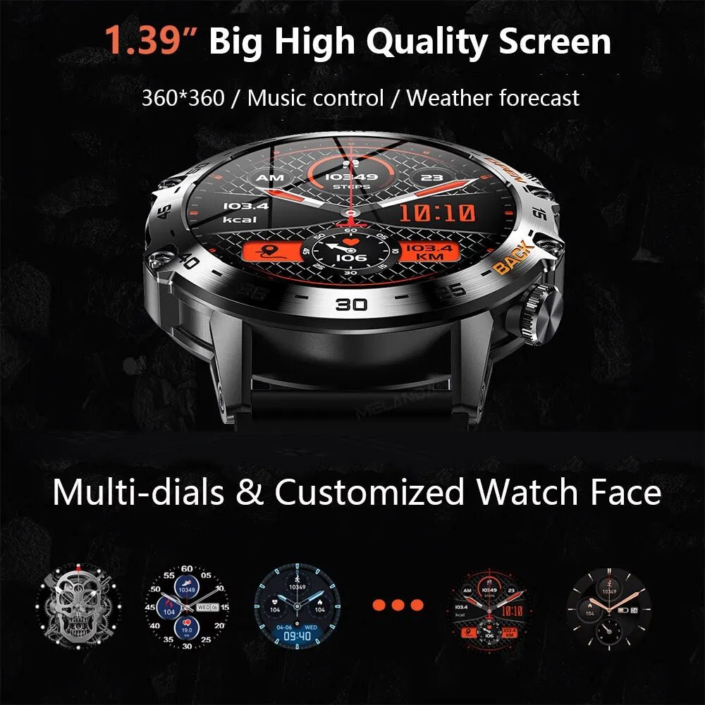 MELANDA Steel 1.39" Bluetooth Call Smart Watch Men Sports Fitness Tracker Watches IP68 Waterproof Smartwatch for Android IOS K52 - Too-Eazy