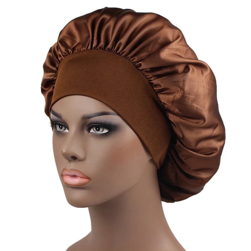 Unisex Head Wrap Elastic Band Cap For Brimmed Night Hat Bath Cap Extra Large Satin Silky Bonnet Sleep with Premium Elastic Band - Too-Eazy