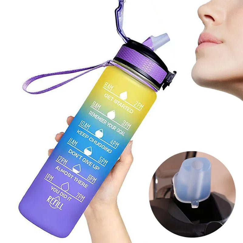 1 Liter Water Bottle Motivational Sport Water Bottle Leakproof Drinking Bottles Outdoor Travel Gym Fitness Jugs For Kitchen - Too-Eazy