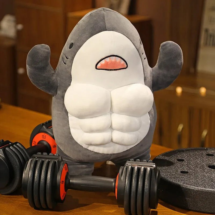 40CM Muscle Shark Plush Doll Cute Worked Out Shark Stuffed Cartoon Toys Strong Animal Pillow For Girl Boyfriend Gifts - Too-Eazy