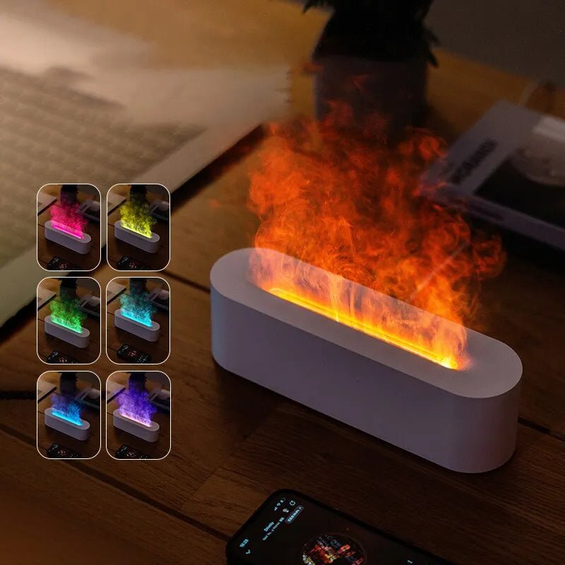 Newest RGB Flame Aroma Diffuser Humidifier USB Desktop Simulation Light Aromatherapy Purifier Air for Bedroom With 7 Colors - Too-Eazy