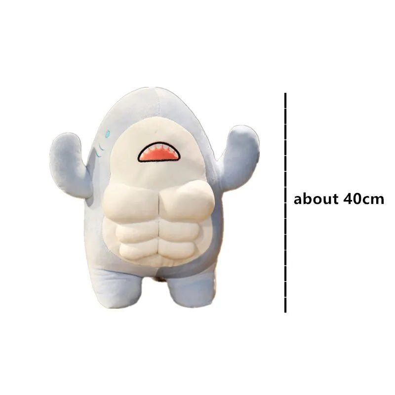 40CM Muscle Shark Plush Doll Cute Worked Out Shark Stuffed Cartoon Toys Strong Animal Pillow For Girl Boyfriend Gifts - Too-Eazy