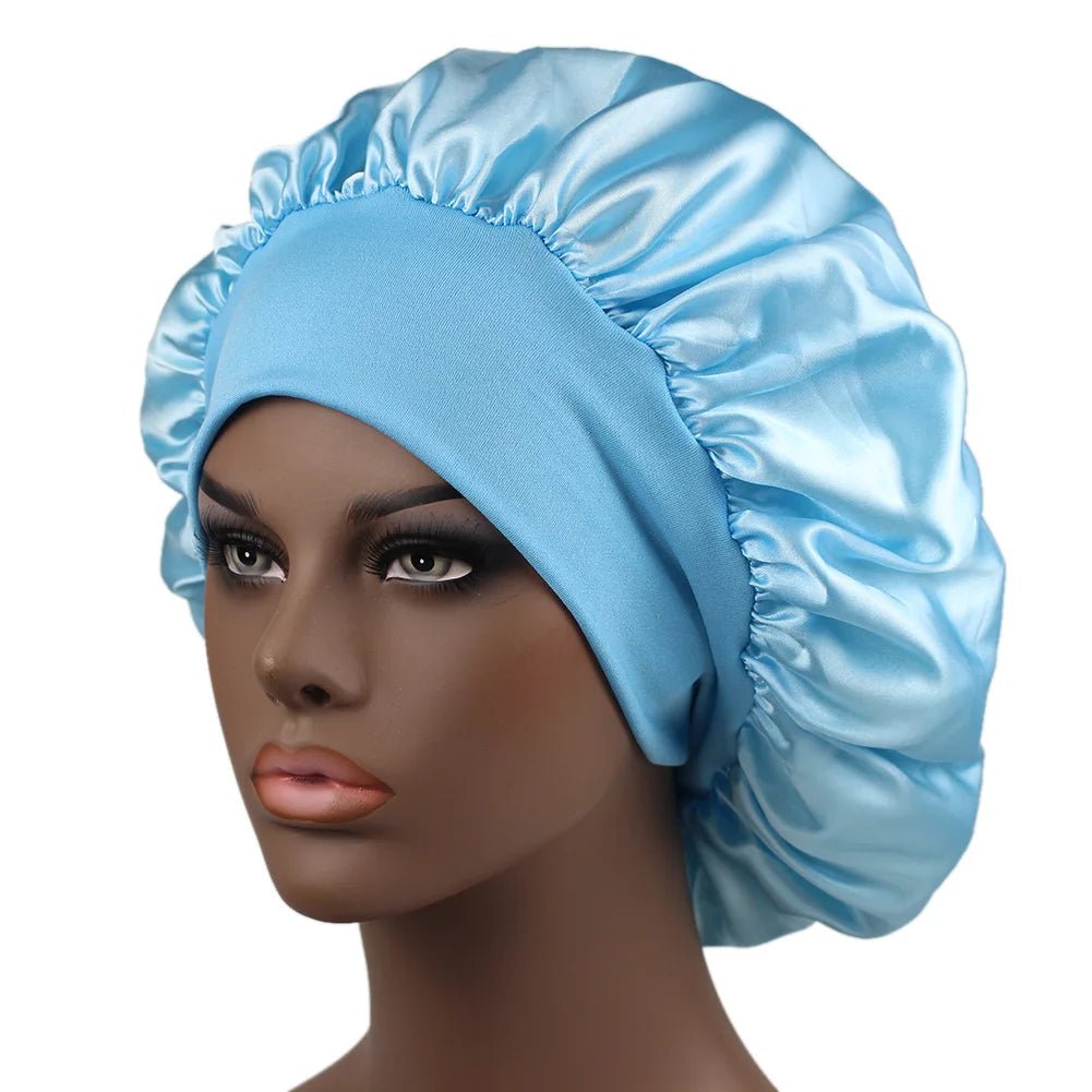 Unisex Head Wrap Elastic Band Cap For Brimmed Night Hat Bath Cap Extra Large Satin Silky Bonnet Sleep with Premium Elastic Band - Too-Eazy