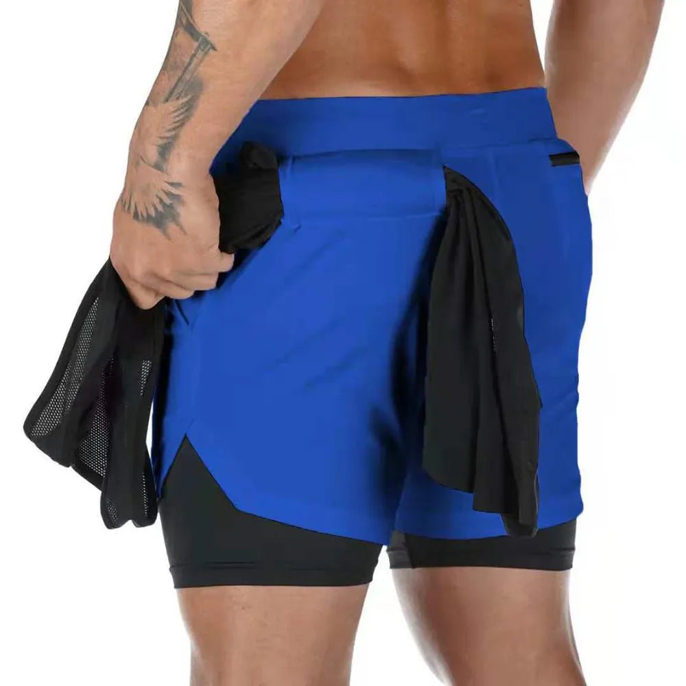 Running Shorts Men Sportswear 2 In 1 Compression Jogging Short Pants Double-deck Bottoms Gym Fitness Training Sport Shorts - Too-Eazy