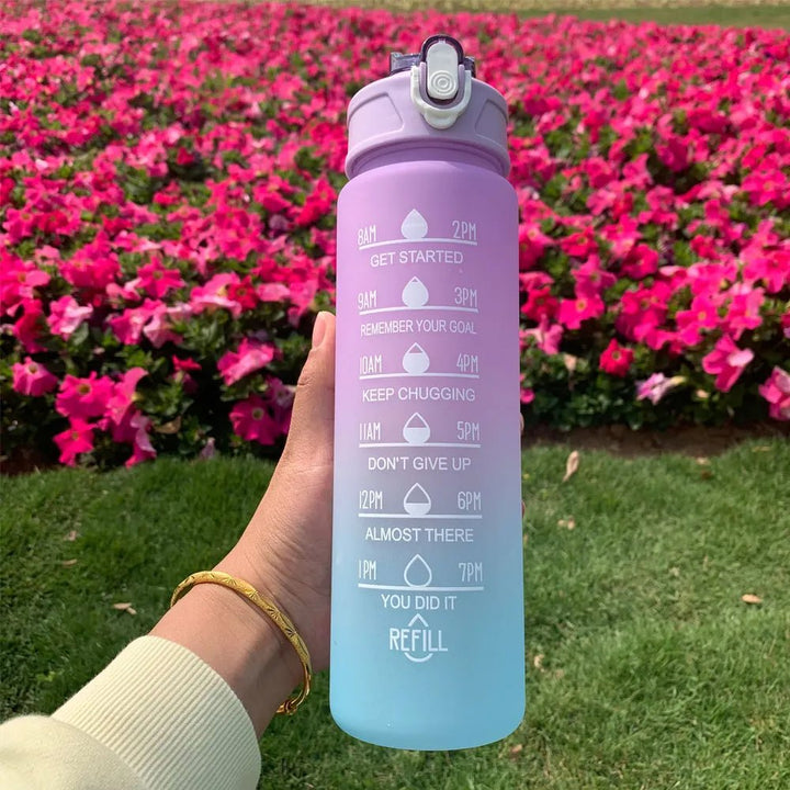 Water Bottle Motivational Drinking Bottle Sports Water Bottle With Time Marker Portable Reusable Plastic Cups Outdoor Travel Gym - Too-Eazy