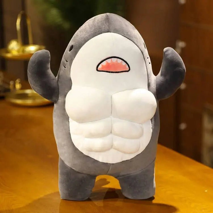 40CM Muscle Shark Plush Doll Cute Worked Out Shark Stuffed Cartoon Toys Strong Animal Pillow For Girl Boyfriend Gifts - Too-Eazy